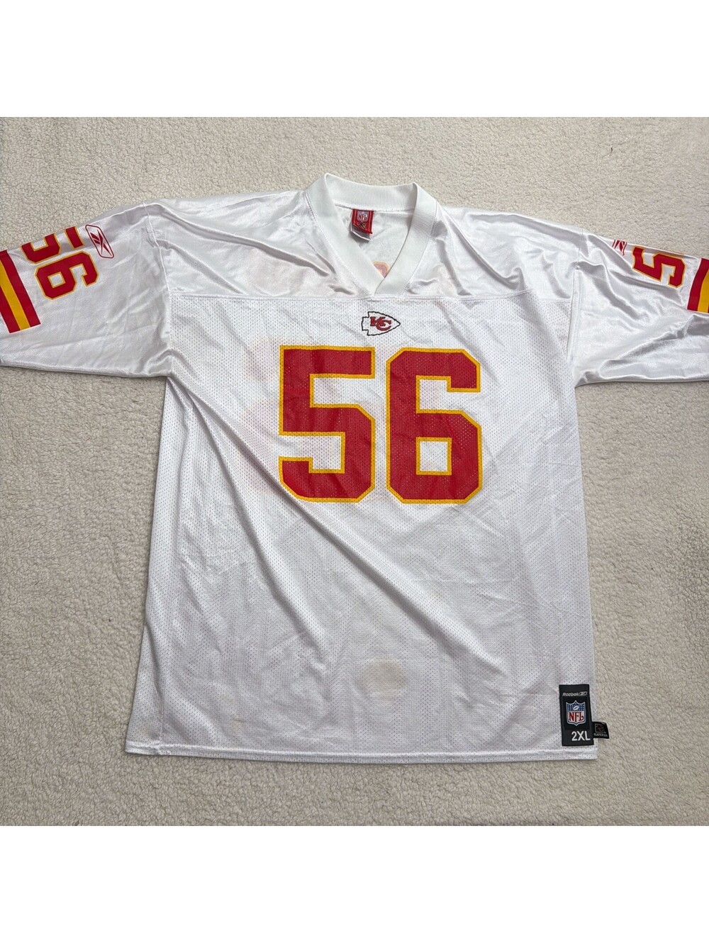 Reebok Kansas City Chiefs Derrick Johnson 56 Football Jersey Mens 2XL NFL White